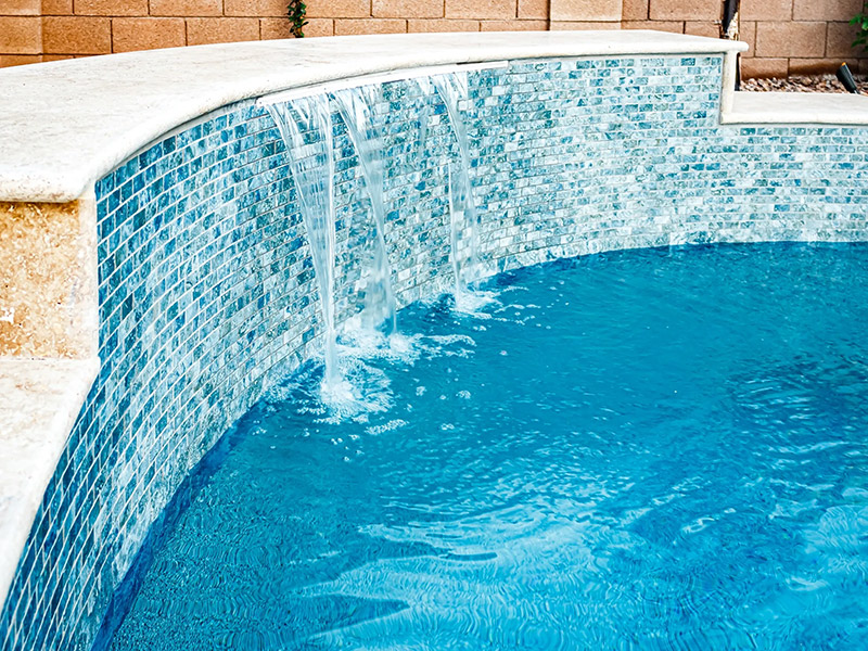 close up of pool fountain